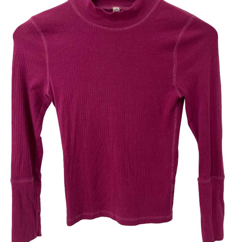 Free People Intimately Women's Small Fuschia Long Sleeve Ribbed Top